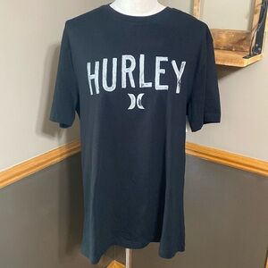 Hurley black short sleeve tee shirt with tan letters size large NWT